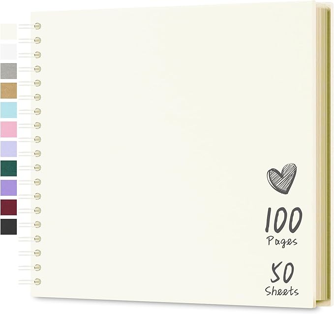 Scrapbook 10x10 Inch DIY Scrapbook Album Hardcover Kraft Paper Scrap Book Photo Albums 100 Pages Perfect for 4x6 / 5x7 Photos Memory Book for Family, Wedding