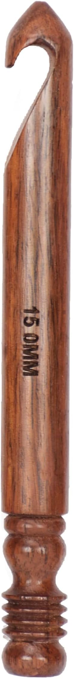 Wooden Crochet Hook | Knitting Needle with Ergonomic Soft Grip Handles | Handcrafted Crochet Hook Set | Indian Rosewood Crochet Hook with Engraved Size (15 mm)