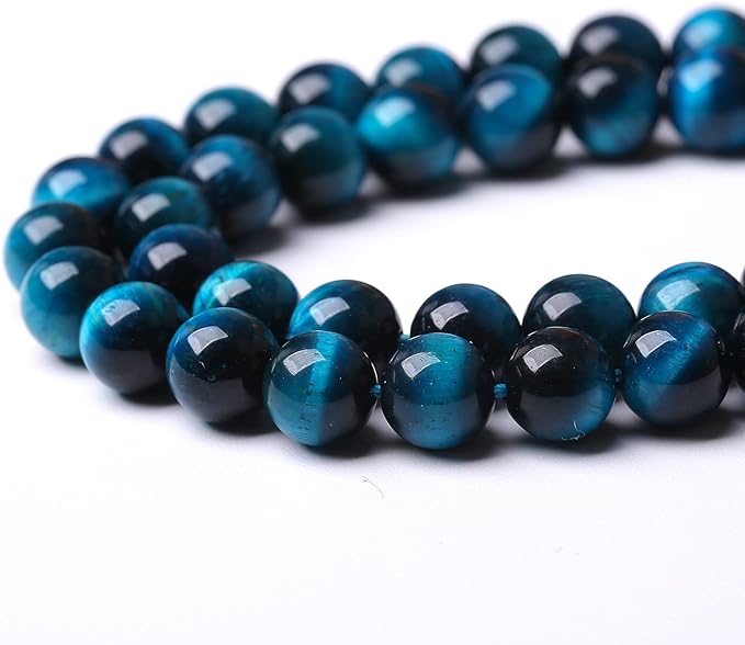 Blue Tiger Eye Gemstone Loose Beads Natural Round Loose Stone Beads for Jewelry Making DIY Bracelet Necklace Earrings 6mm 61-63pcs 1 Strand 15" (Blue Tiger Eye, 6mm)