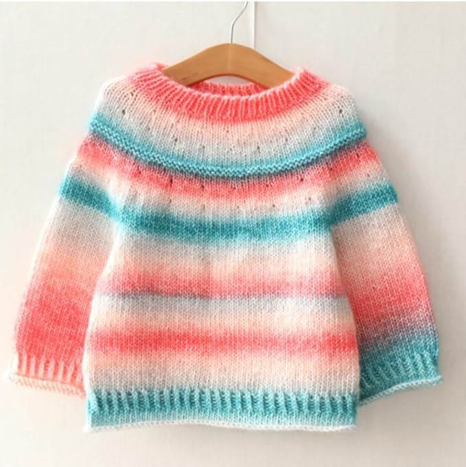 Crocheting Knitting-Gradient Cake Yarn, Soft Multicolor Medium-Fine Blended Yarn, Weight 100 Grams, Contains 60% Cotton 30% Acrylic 10% Wool. Suitable for Scarf, Gloves, Shawl, Blanket.(1156)
