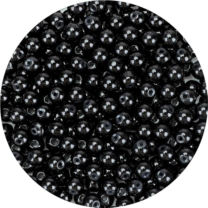 Black Glass Beads for Crafts– Bright Color 8mm Crystal Glass Beads for Bracelets, Necklace & DIY Crafts