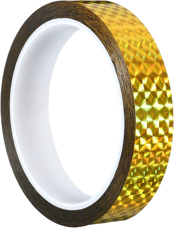 PATIKIL Prism Tape 0.8 Inch x 55 Yards, Holographic Metalized Reflective Adhesive for Detailing Accent Wall Decor Art, Gold