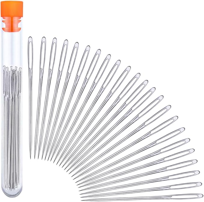 Large Eye Sewing Needles, 2.05 inch Sewing Sharp Needles for Hand Sew, Leather Embroidery Thread Needle for Crafts, Repair with a 3.3-inch Plastic Bottle(23 PCS)