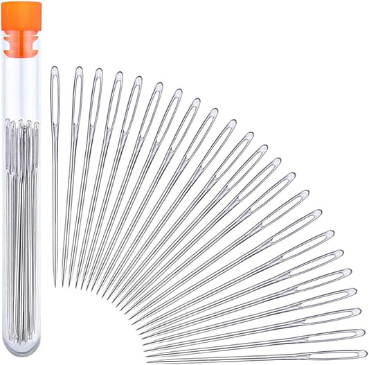 Large Eye Sewing Needles, 2.05 inch Sewing Sharp Needles for Hand Sew, Leather Embroidery Thread Needle for Crafts, Repair with a 3.3-inch Plastic Bottle(23 PCS)