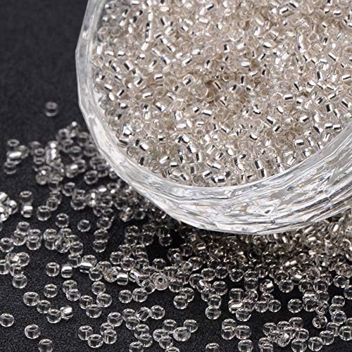 Perlin Glass Seed Beads 4mm 6/0 Round 1100pcs Mini Small Pony Spacer Beads Kit for Jewelry Making Earrings Bracelets Pendants Waist DIY Handmade (Crystal Silver Lined)