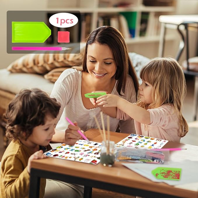 Labeol Diamond Art Kits for Kids Boys and Girls Ages 6-8-10-12 Easy to DIY Creative Diamond Art Sticker Craft by Numbers Kits for Kids and Adult Beginners (Farm)