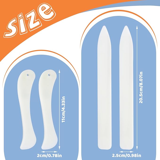 WONVOC 4 Pcs Bone Folders, Crease Makers, Scoring Tool, Plastic Bone Folder Paper Creaser, Folding Bookbinding Tool, Origami Tools for Making Paper Crafts Quilting Leathercraft Bookbinding