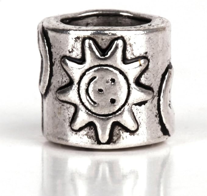 RUBYCA 30pcs Tibetan Silver Tone Spacer Beads Fit European Charms Bracelet Sun and Moon Design