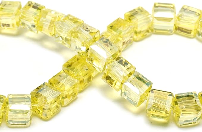 4mm Sparkle Cube Crystal Beads for Jewelry Making - Faceted Spacer Beads for Bracelets(94-100pcs, Lemon Yellow AB)
