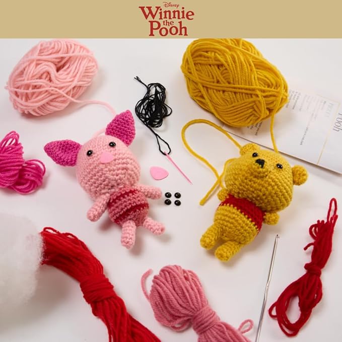 Innovative Designs Disney Winnie The Pooh Crochet Kit for Beginners, DIY Crochet Kits for Adults, Teens, Kids, Instruction Manual – Pooh and Piglet