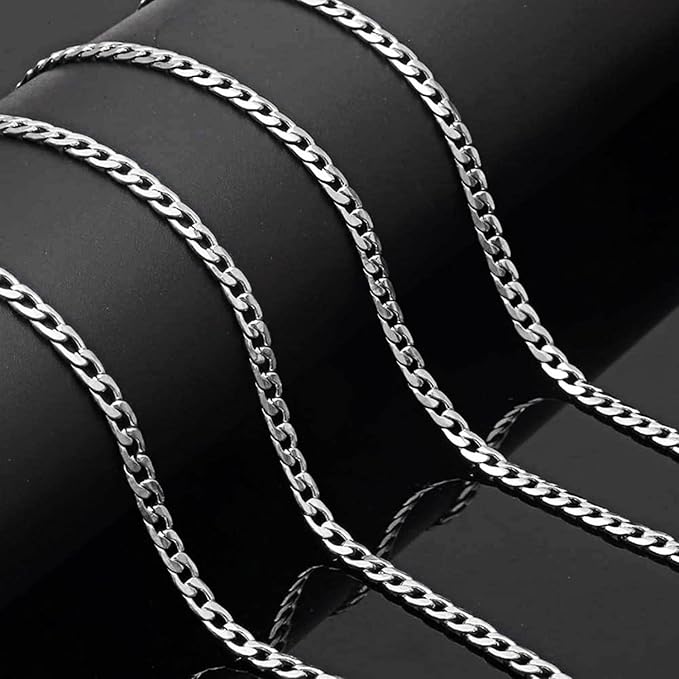 jishi 16ft cuban link chain roll 6mm silver stainless steel necklace chains for jewelry making, diy necklace bracelet crafts supplies findings, metal cuban link chain w/lobster clasps, jump rings