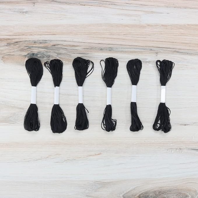 embroidery floss pack – 6 skeins, 8.7 yards each – black embroidery floss for needlework, diy bracelets, crafting, weaving