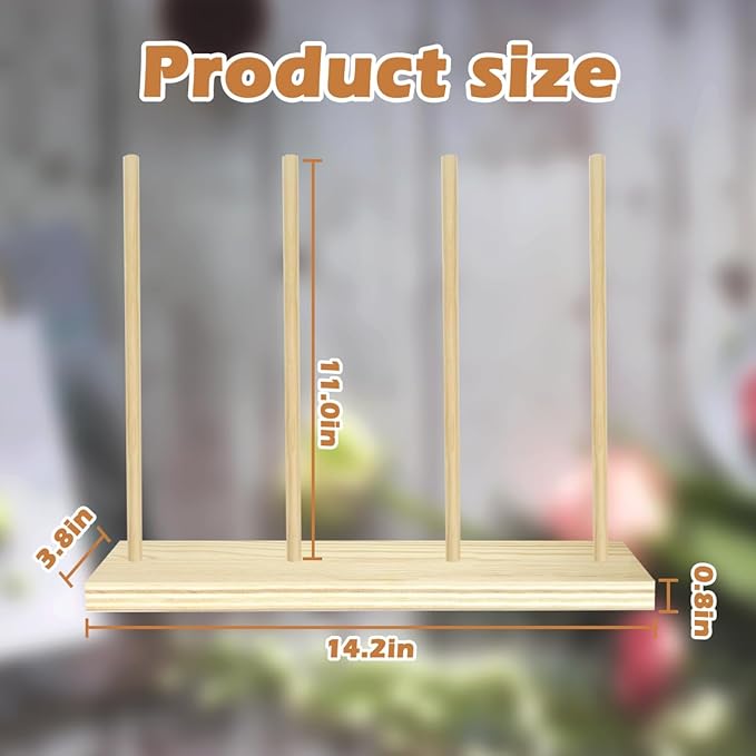 Wooden Ribbon Organizer, Ribbon Rack Storage, Spool Holder, Washi Tape Organizer for Craft Room Sewing Mesh Crochet Thread Tape Wreath Roll Florist Arts Wrapping Gift
