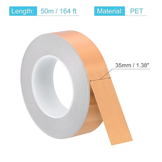 uxcell Metallic Tape, 1.38 in x 164 ft Self Adhesive Metalized Polyester Film Tape Waterproof Shiny Washi Tape for Walls Graphic Arts Gifts Wrapping Crafts Decoration, Brushed Rose Gold