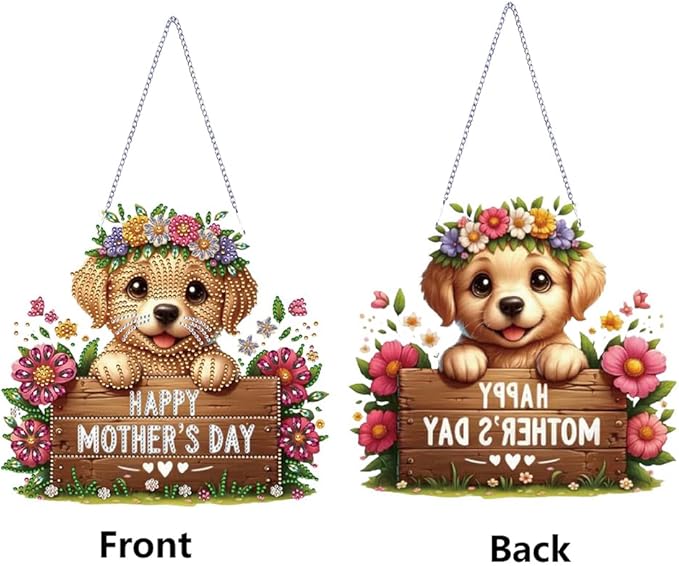 POETRYDRAW DIY Hanging Diamond Art Pendant Kit Dog, Special Crystal Acrylic Diamonds Painting Ornament for Adults, 5D Diamond Art Suncatchers Gem Painting Box Kit