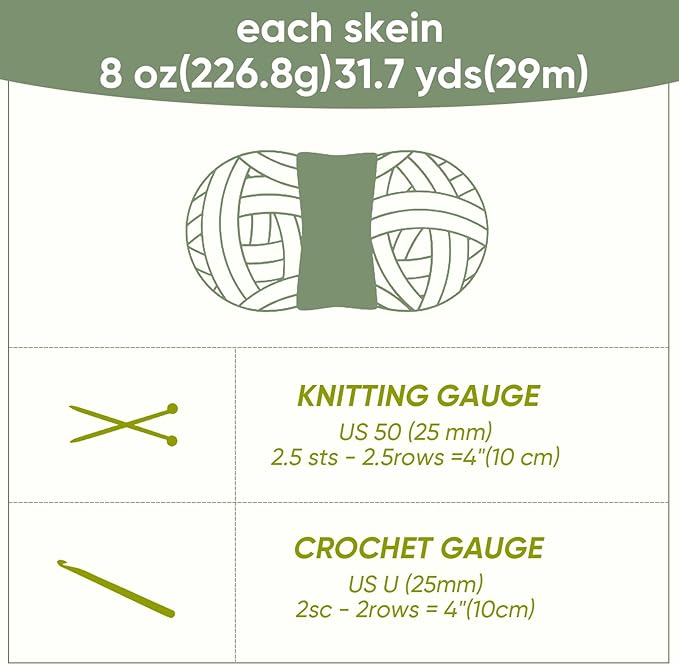 8 Jumbo Packs Chunky Chenille Yarn for Crocheting, 31.7 yds, 8 oz Each Skein Bulky Thick Fluffy Yarn for Knitting, Super Bulky Chunky Yarn for Hand Knitting Blanket, Soft Plush - Muti Green