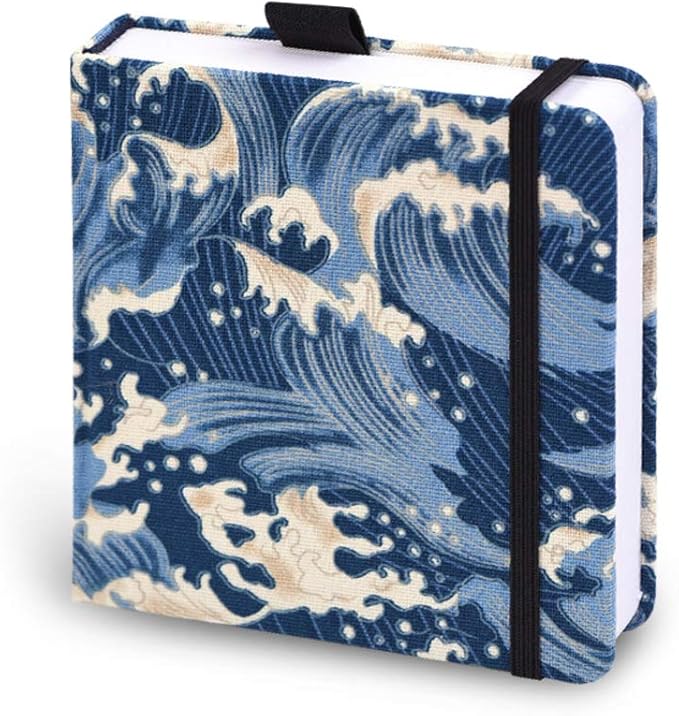 Square 5.1x 5.1 inches 165gsm Colored Pencil Paint Journal Hardbound 128pgs（64 Sheets Front Back Cold Pressed）Travel for Calligrapher Colored Pencil Sketch Handmade Cloth Cover Notebook River Vintage