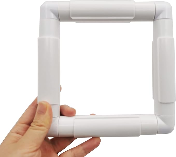 6 x 6 plastic cross stitch frame square embroidery hoop white diy sewing tools sewing hoop handhold craft clip embroidery snap frame hoop for cross stitching quilting (6 x 6)