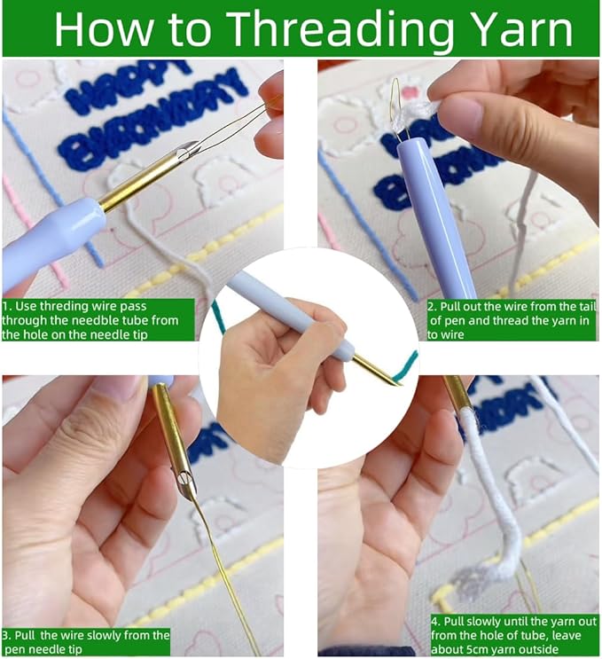 DIY Punch Needle Kits for Beginners Panda with Sunset with Hoop Embroidery Punch Needle Starter Craft Set Easy for Adults and Children Festival Gift and Decoration 20x20cm-2