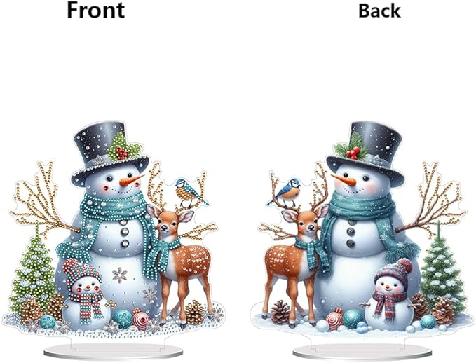 LAKEQUILL Christmas Snowman DIY 5D Tabletop Diamond Art Painting Kit -Desktop Ornament Special Shaped Rhinestone Desk Placement Ornament, Desktop Decor for Home Office, Festive New Year Gift