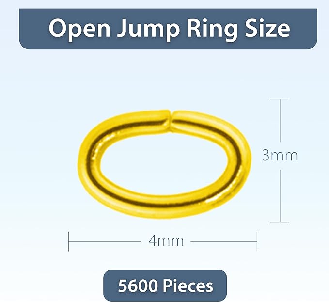 Mandala Crafts 4X3mm Gold Oval Jump Rings Jewelry Findings Metal O Rings for Jewelry Making Supplies - 5600 Small Open Jump Rings Kit for Necklace Earring