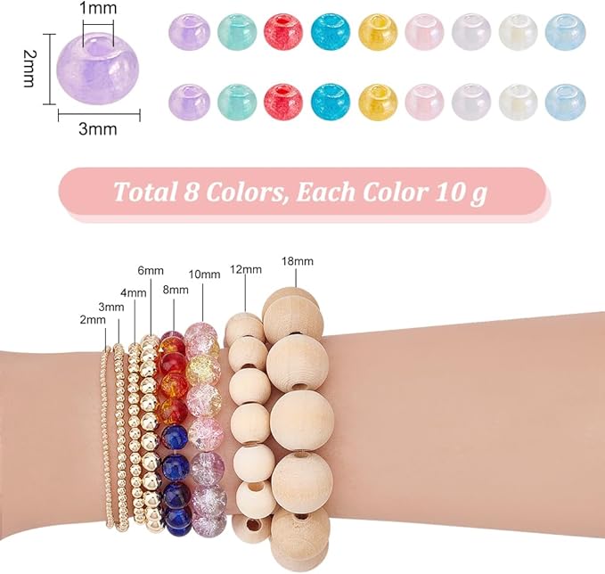 PH PandaHall 2104pcs 3mm Creamy Cloudy Seed Beads 8 Colors Bracelet Glass Beads Round Loose Spacer Beads Small Macaron Beads Glass Round Beads for Bracelet Necklace Jewelry Making DIY Crafts