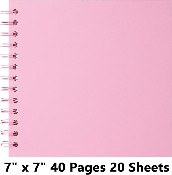 7X7 Inch DIY Scrapbook Photo Album, Kraft Blank Paper Scrap Book 40 Pages Memory Book for Wedding Family, Pink