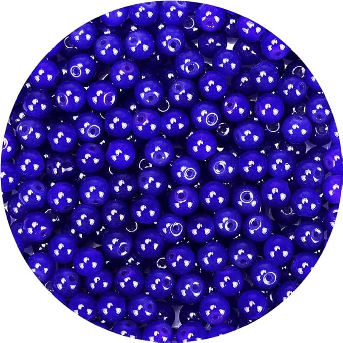 Dark Blue Glass Beads for Crafts– Bright Color 8mm Crystal Glass Beads for Bracelets, Necklace & DIY Crafts