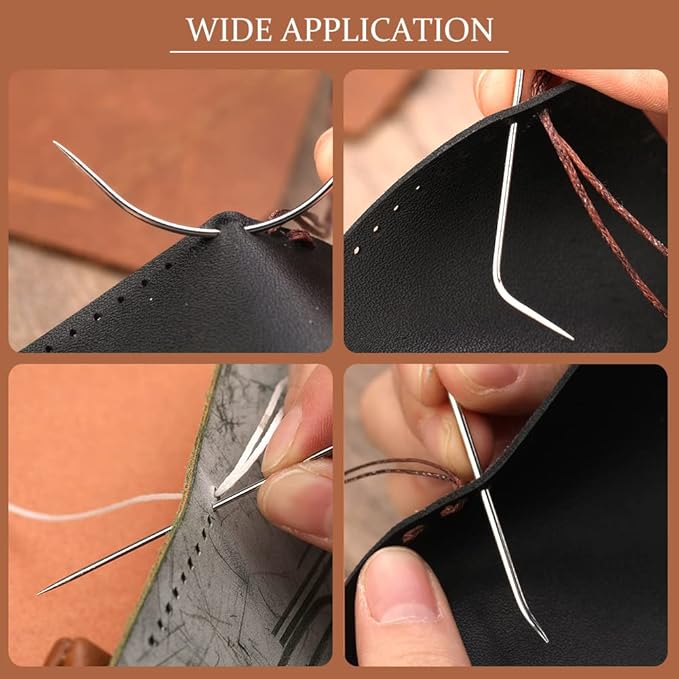 20 Pcs Leather Sewing Needles,Heavy Duty Sewing Needles Kit Include Curved Leather Needle,Sack Needle,Hand Sewing Needle,Leather Needles for Upholstery,Leather Craft,Carpet Canvas Repair