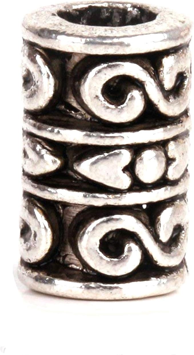 RUBYCA 50pcs Tibetan Silver Spacer Beads Fit European Charms Bracelet Stripes Cylinder Infinity