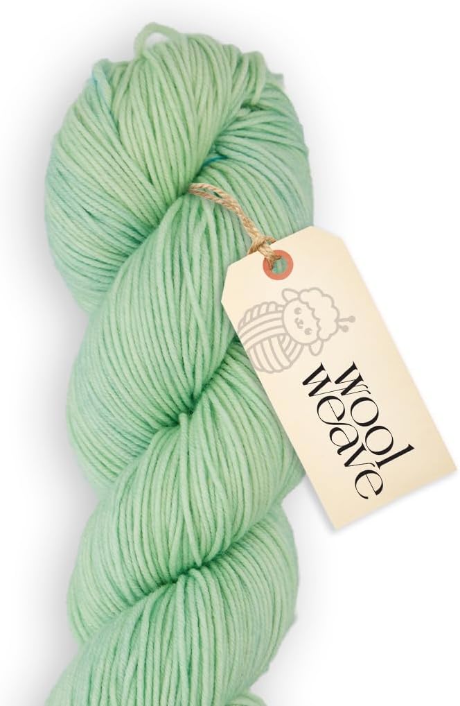 Superwash Merino Wool Yarn for Knitting & Crocheting - Hand Dyed, 100gr, 240 Yards, Dk Weight - Luxurious & Soft Light Green Yarn