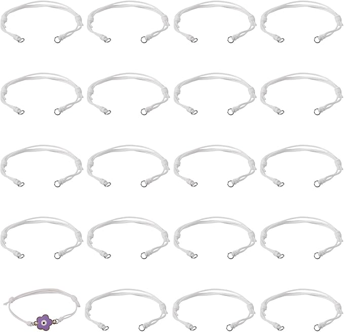 KISSITTY 20pcs Adjustable Bracelet Cords for Connector Charms Waxed Polyester Thread Cord Simple Color Half Finished Bracelet for Friendship Bracelets Jewelry Making