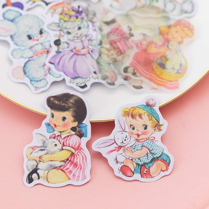 Alideco 80Pcs Vintage Vinyl Scrapbooking Stickers Packs, Funny Aesthetic Kawaii Stickers for Adult, for Girls Journaling Assorted Phone