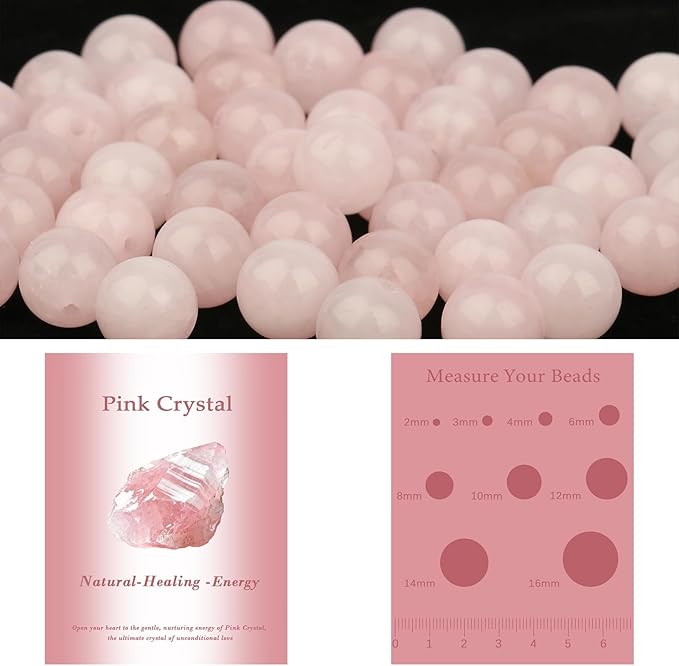 Song Xi 90pcs 4mm Natural Pink Crystal Stone Beads for Jewelry Making, Gemstones Beads Bracelet for Necklace Earring Keychain, with Jewelry Box and Elastic for Christmas Wedding Birthday Gift