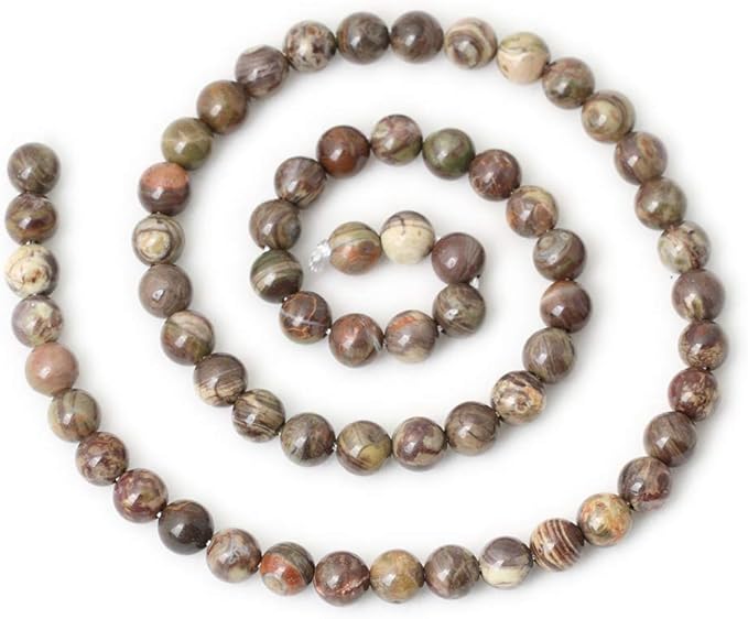 60PCS 6mm Natural Patterned Agate Round Loose Beads for Jewelry Making 1 Strand 15 inches