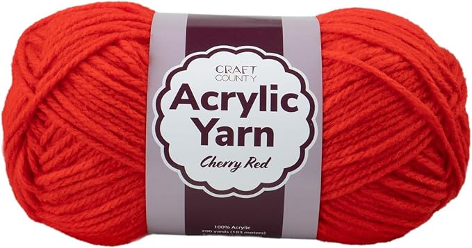 Craft County Medium 4 Acrylic Yarn – 200 Yards of Super Vibrant Yarn for Blankets, Scarves, Hats, & More!