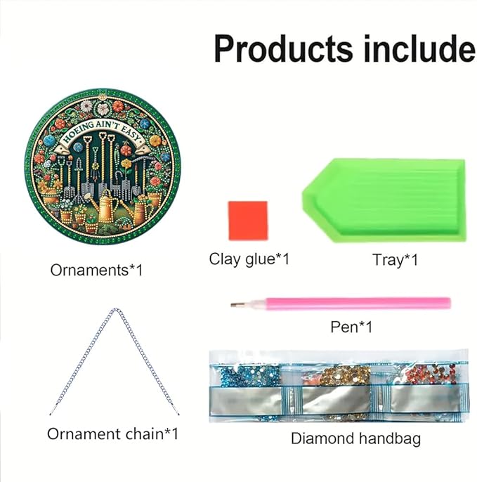 POETRYDRAW DIY Hanging Diamond Art Pendant Kit Garden Tools, Special Crystal Diamonds Painting Ornament for Adults, 5D Diamond Art Suncatchers Double Sided Board Gem Painting Box Kit