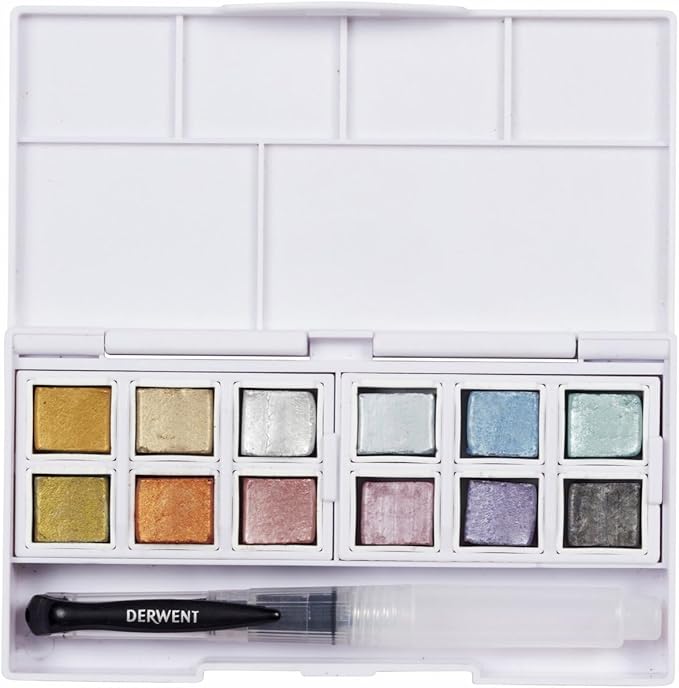Derwent Metallic Watercolor Paint Pan Set (2306246)