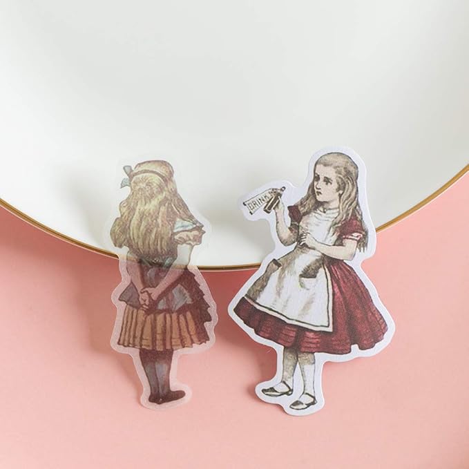 Alideco 80Pcs Vintage Scrapbooking Stickers Packs Kawaii Alice Scrapbook Supplies Funny Aesthetic for Adult Stickers for Girls Journaling Assorted Phone