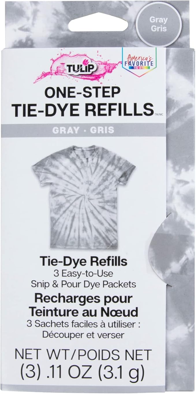 Tulip One-Step Tie-Dye Kit , 3 Fabric Dye Refill Packs, Packs, Gray