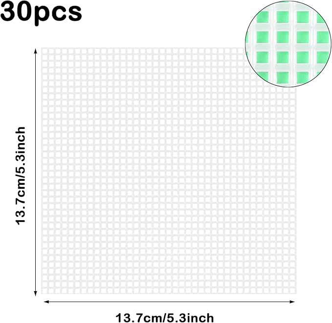 Allazone 30 PCS 7 Count Plastic Mesh Canvas Sheets 5.43 X 5.43 Inch Plastic Canvas Embroidery Crafting Acrylic Yarn Crafting Knit Crochet Projects Make Dividers