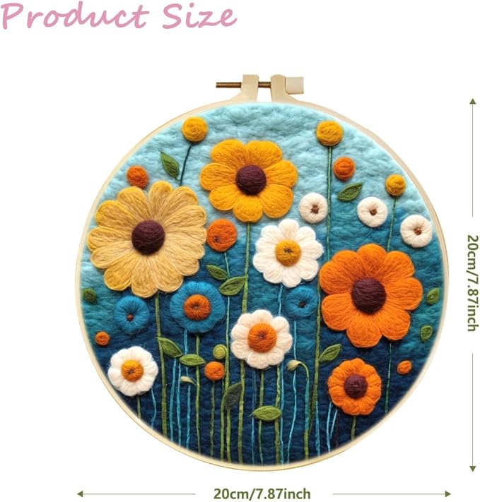 yesJRL Needle Felting Kits Beginners, Natural Landscape DIY Wool Needle Felting Starter Kit, Floral Needle Felt Set with Foam Pad, Felt Cloth and Instructions, Used for Home Decoration (Green)