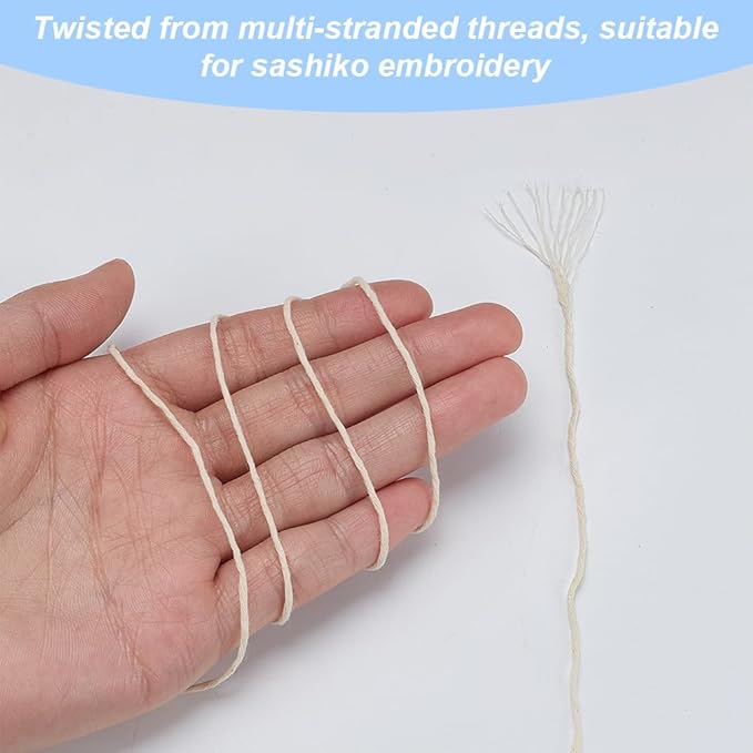 FREEBLOSS 100M Sashiko Thread 100% Cotton Cord Quilting & Embroidery Floss for Hand Sewing 12 Stranded Thick Sewing Thread for Embroidery Supplies