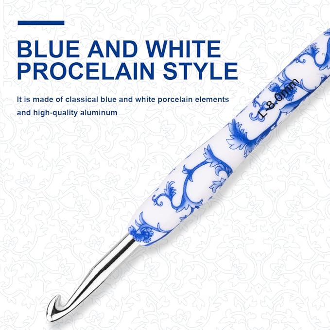 BCMRUN 8 mm(L) Large Crochet Hook, Ergonomic Grip Soft Handles Crochet Hook for Arthritic Hands, Extra Long  Knitting Needles for Beginners and Crocheting Yarn (8.0mm-L)