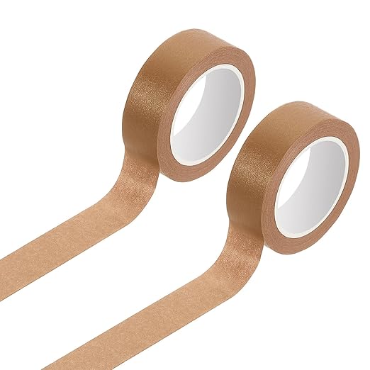 uxcell 2 Rolls Colored Washi Tape, 11 Yards x 0.6" Colored Masking Tape Painters Tape, Decorative Masking Tape for Arts & Crafts Labeling DIY Scrapbooking Gift Wrapping, Light Brown
