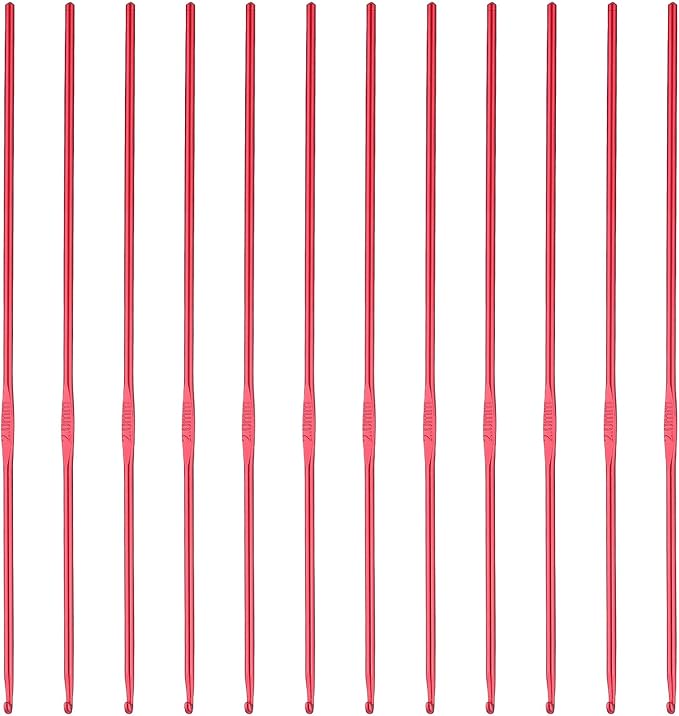 12 PCS 2 mm Crochet Hook Aluminum Small Crochet Hooks Bulk US Size B/1 Crochet Knitting Needles for Beginners Women Adults