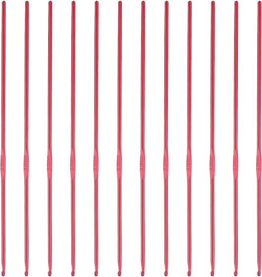 12 PCS 2 mm Crochet Hook Aluminum Small Crochet Hooks Bulk US Size B/1 Crochet Knitting Needles for Beginners Women Adults