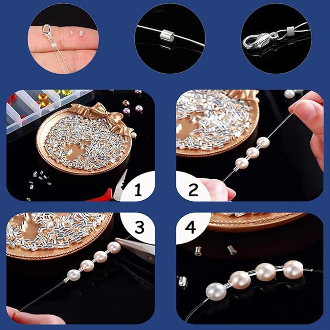 1600 Pcs Jewelry Making Accessories Set with 100 Pieces Lobster Claw Clasp 300 Pieces Bead Tips Knot Covers 600 Pieces Crimp Tube Beads and 600 Pieces Open Jump Ring Connectors for Jewelry Making