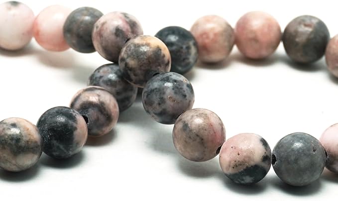 Natural Gemstone Beads for Jewelry Making - 10mm Stone Round Craft Beads for Bracelets(35-38pcs, Pink Zebra Jasper)