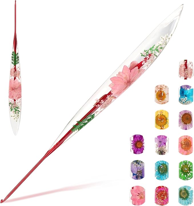Katech 2.0mm Crochet Hooks with Floral Pattern-Elegant &Unique Crochet Needles-Longer Smooth Glide Crocheting Hook for Arthritic Hands, Beginners & Professional Ideal Crochet Gift